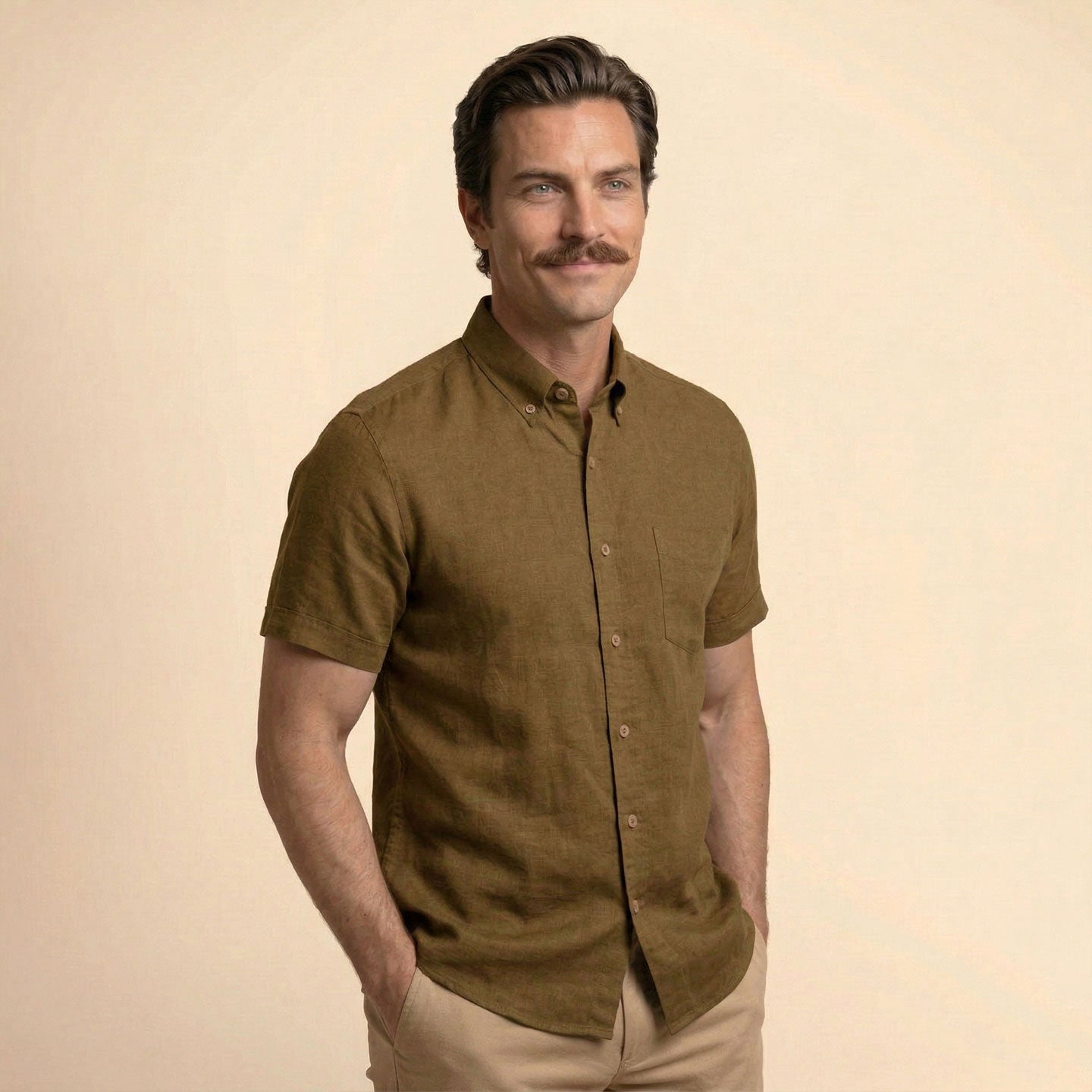Breeze Linen Half Sleeves Shirt in Cocoa