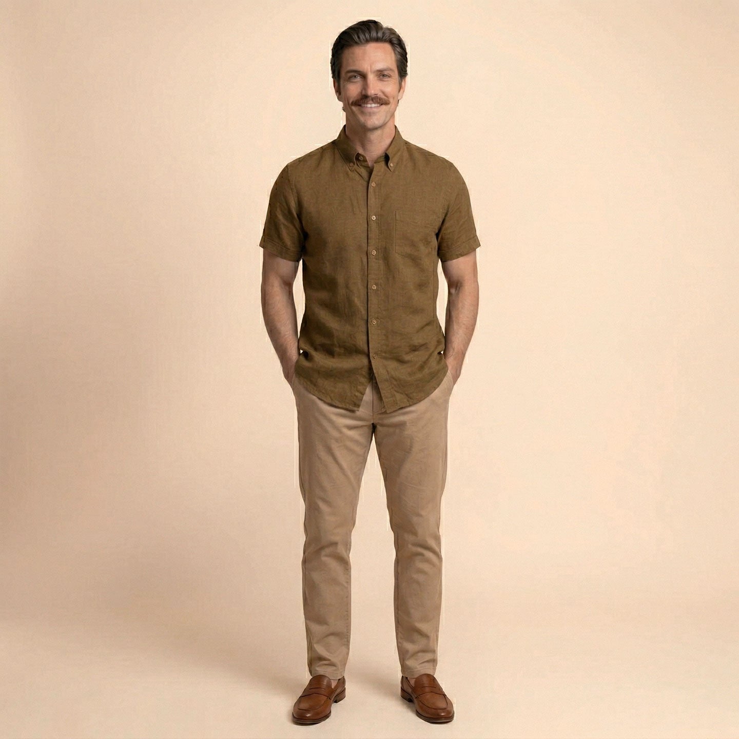 Breeze Linen Half Sleeves Shirt in Cocoa