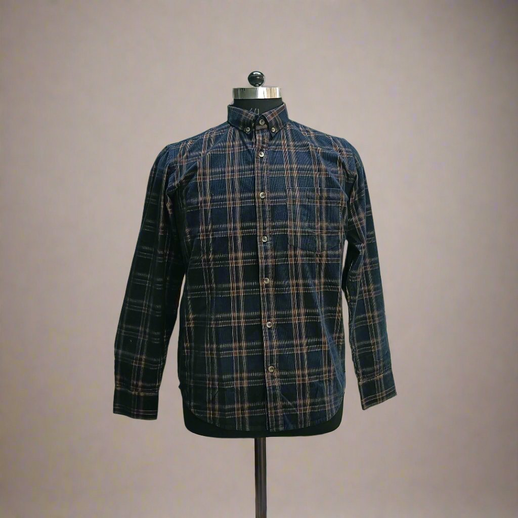 CRUISE CHECKS CORDUROY SHIRT IN NAVY