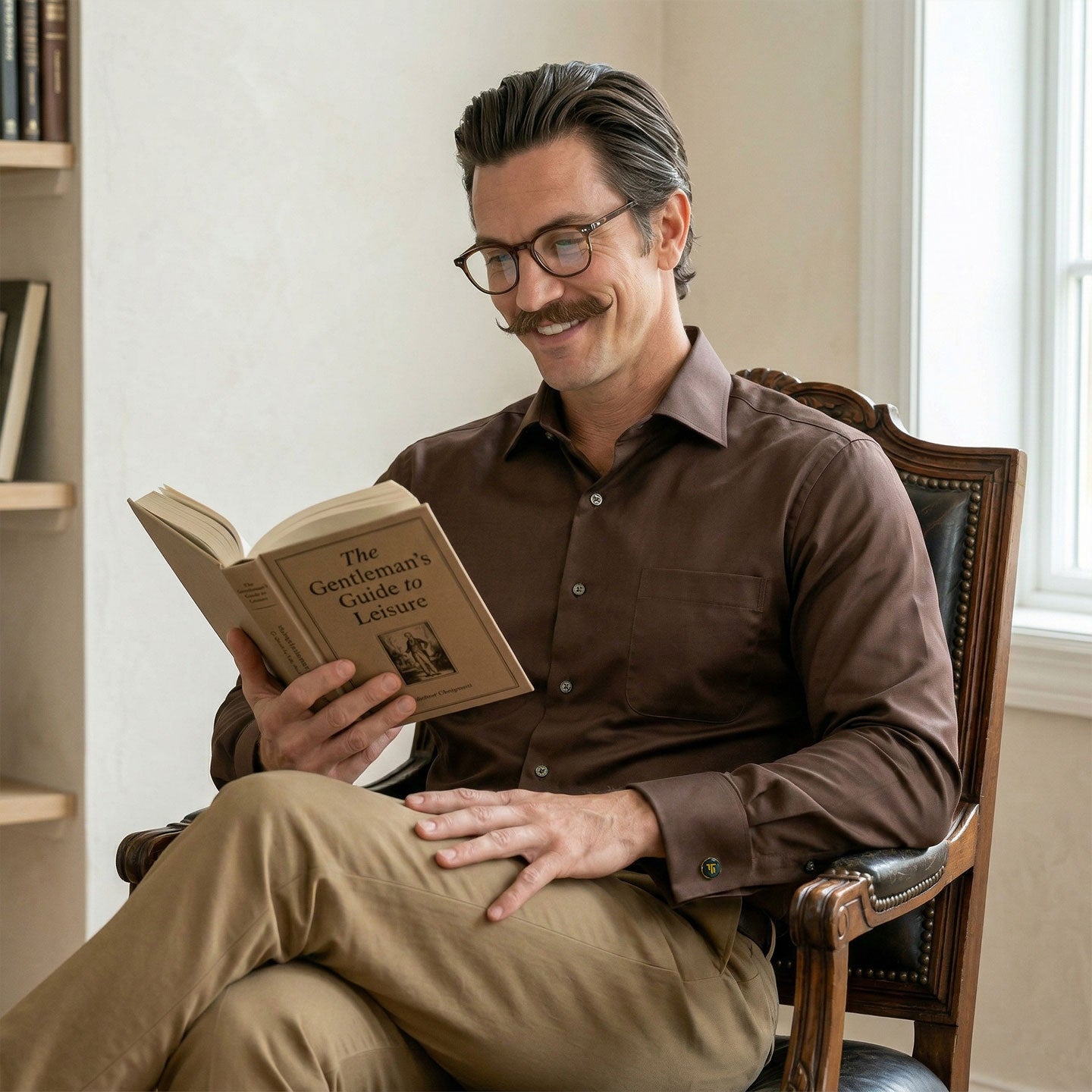 French Cuff Giza Cotton Shirt In Coffee