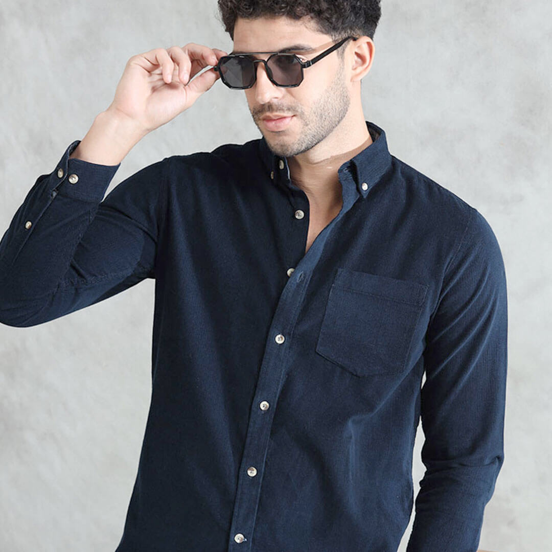 Cruise Corduroy Shirt In Navy Saphire