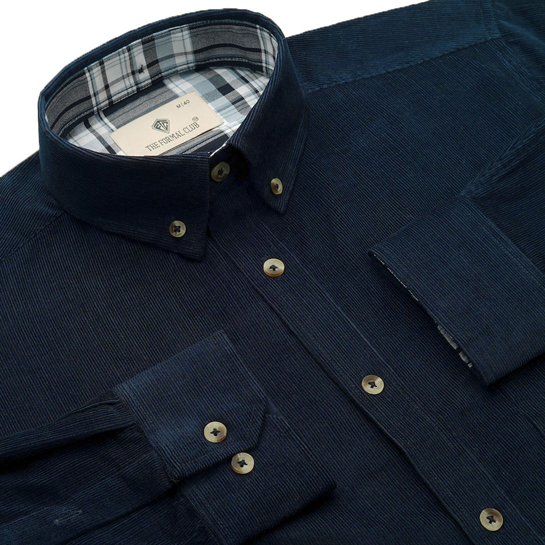 Cruise Corduroy Shirt In Navy Saphire