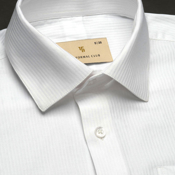 Crest Self Stripe French Cuff Giza Shirt In Cloud White