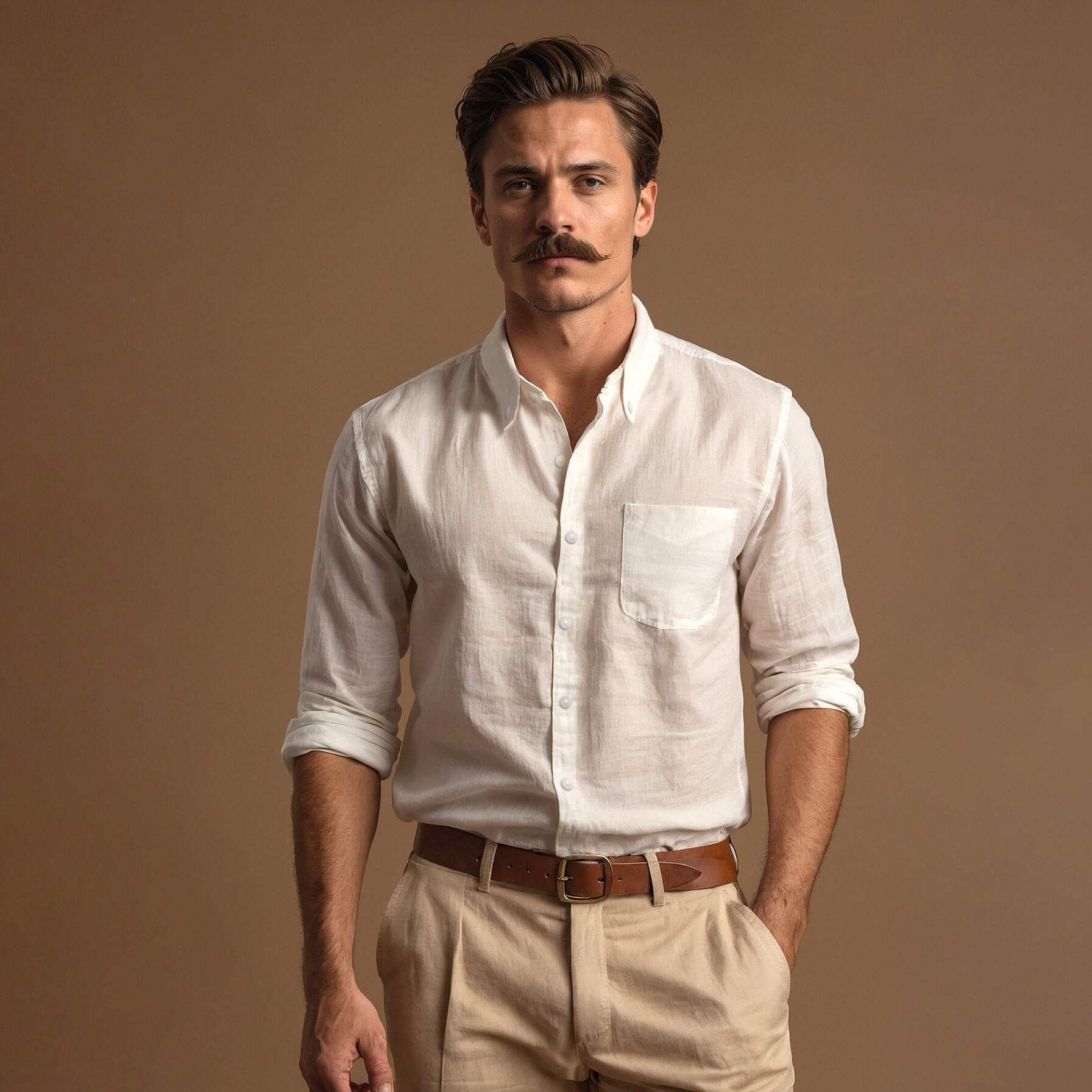 Cedar Pure Linen Full Sleeves Shirt in Snow