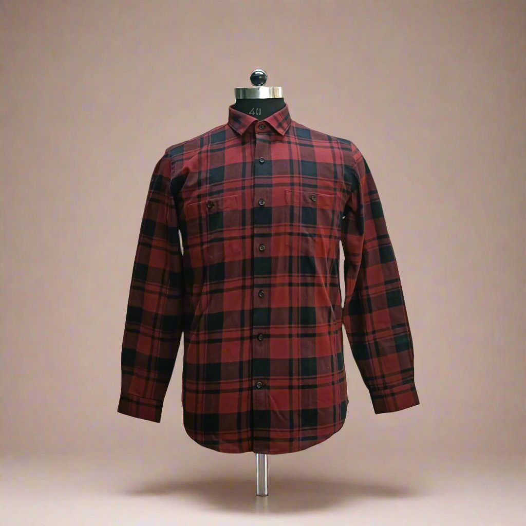 LUMBER FLANNEL CHECK SHIRT IN SCARLET