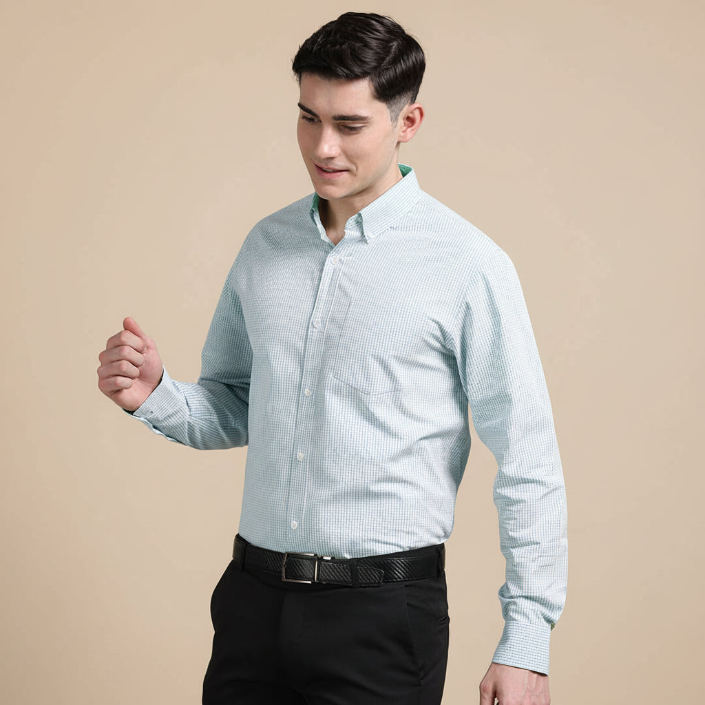 Gingham Check Shirt in Cloud Blue