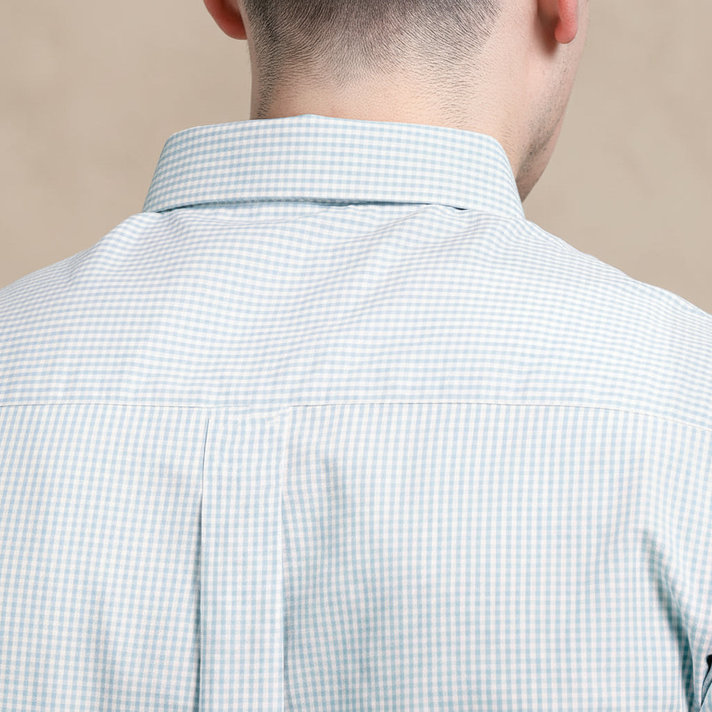 Gingham Check Shirt in Cloud Blue