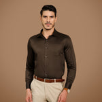 Cambridge Giza Cotton Shirt In Coffee