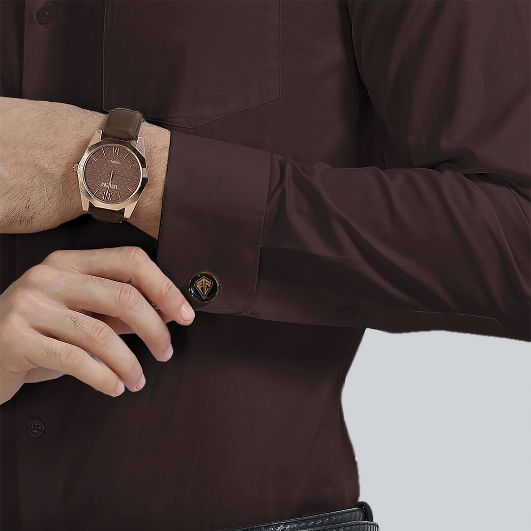 French Cuff Giza Cotton Shirt In Coffee