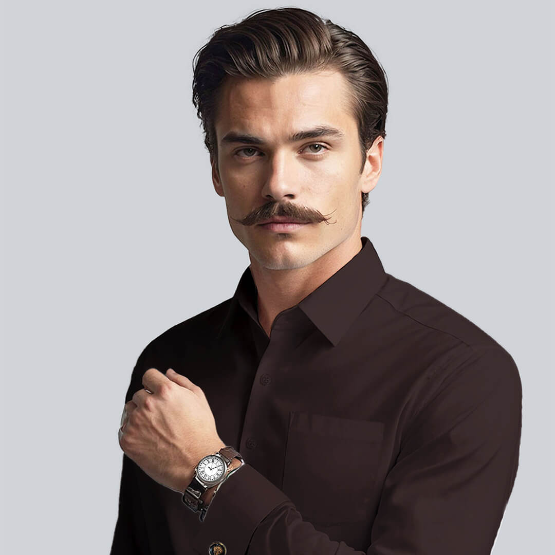 French Cuff Giza Cotton Shirt In Coffee