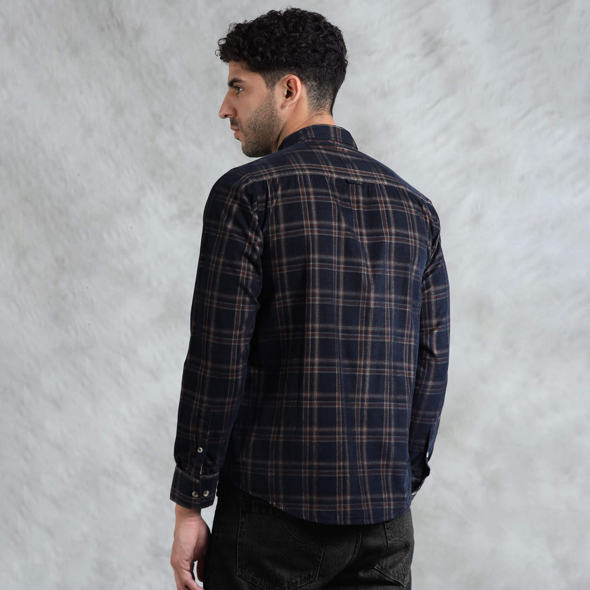 Cruise Checks Corduroy Shirt In Navy