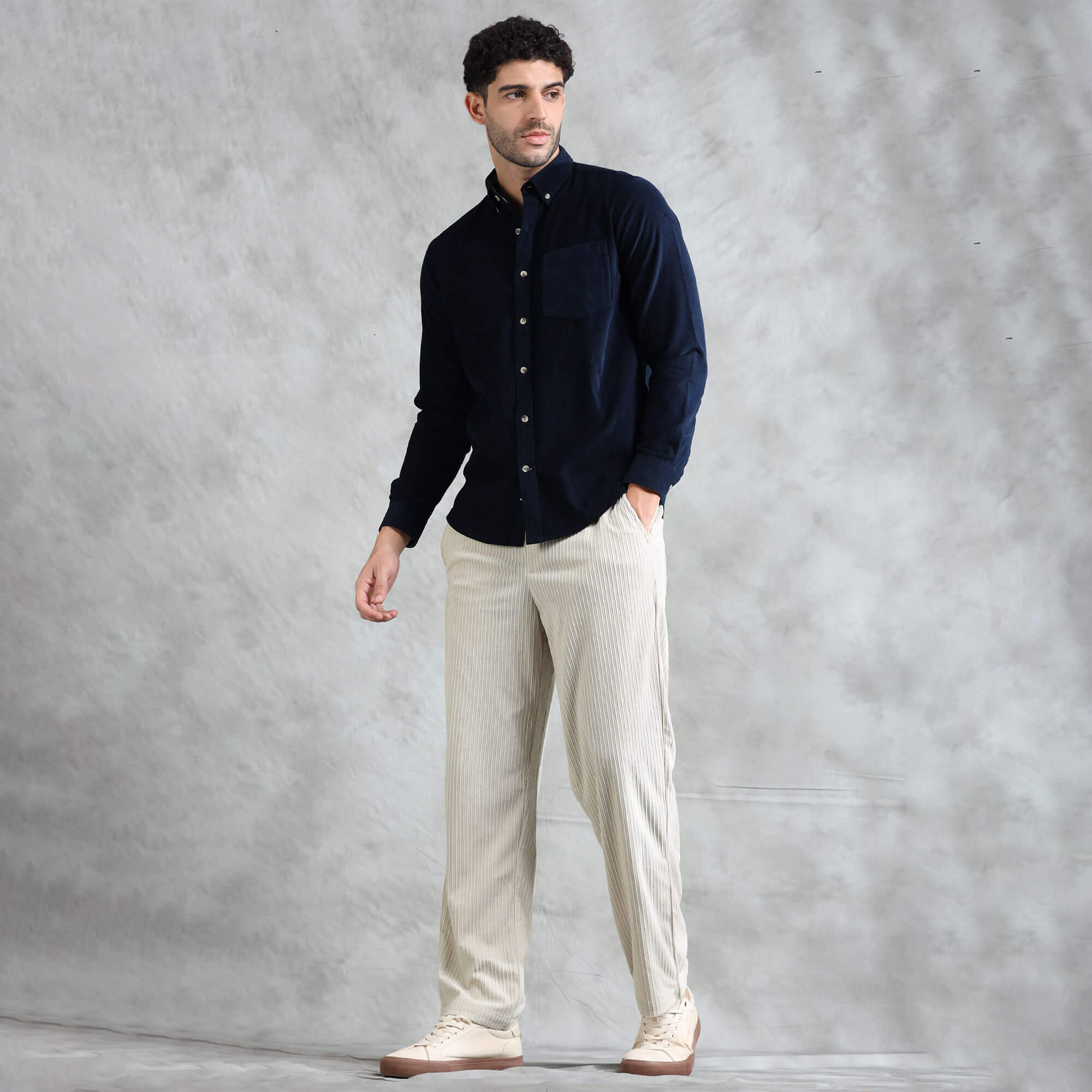 Cruise Corduroy Shirt In Navy Saphire