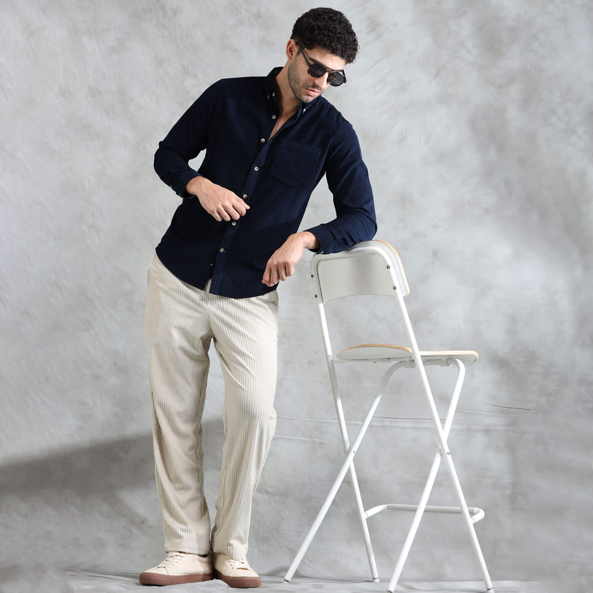 Cruise Corduroy Shirt In Navy Saphire