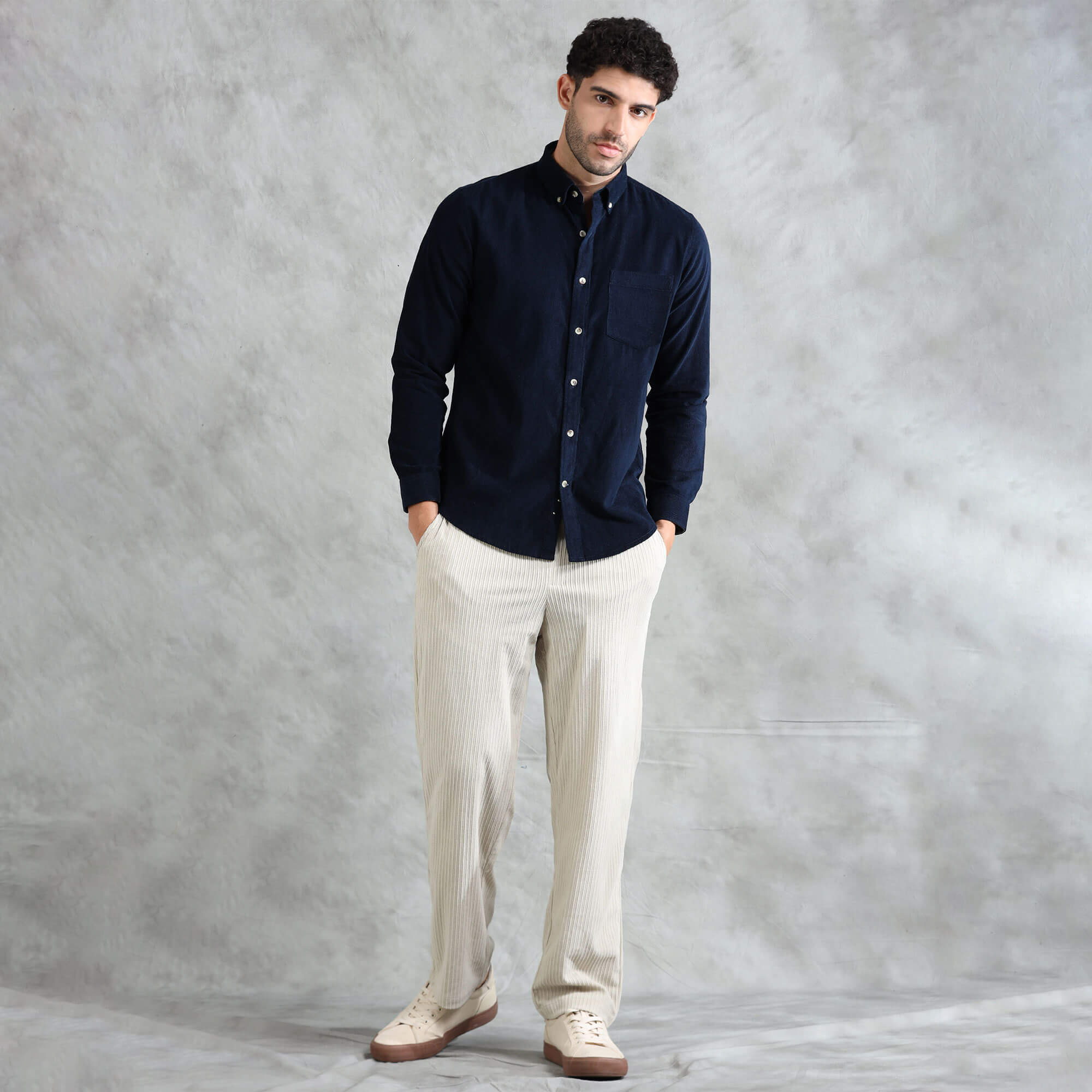 Cruise Corduroy Shirt In Navy Saphire