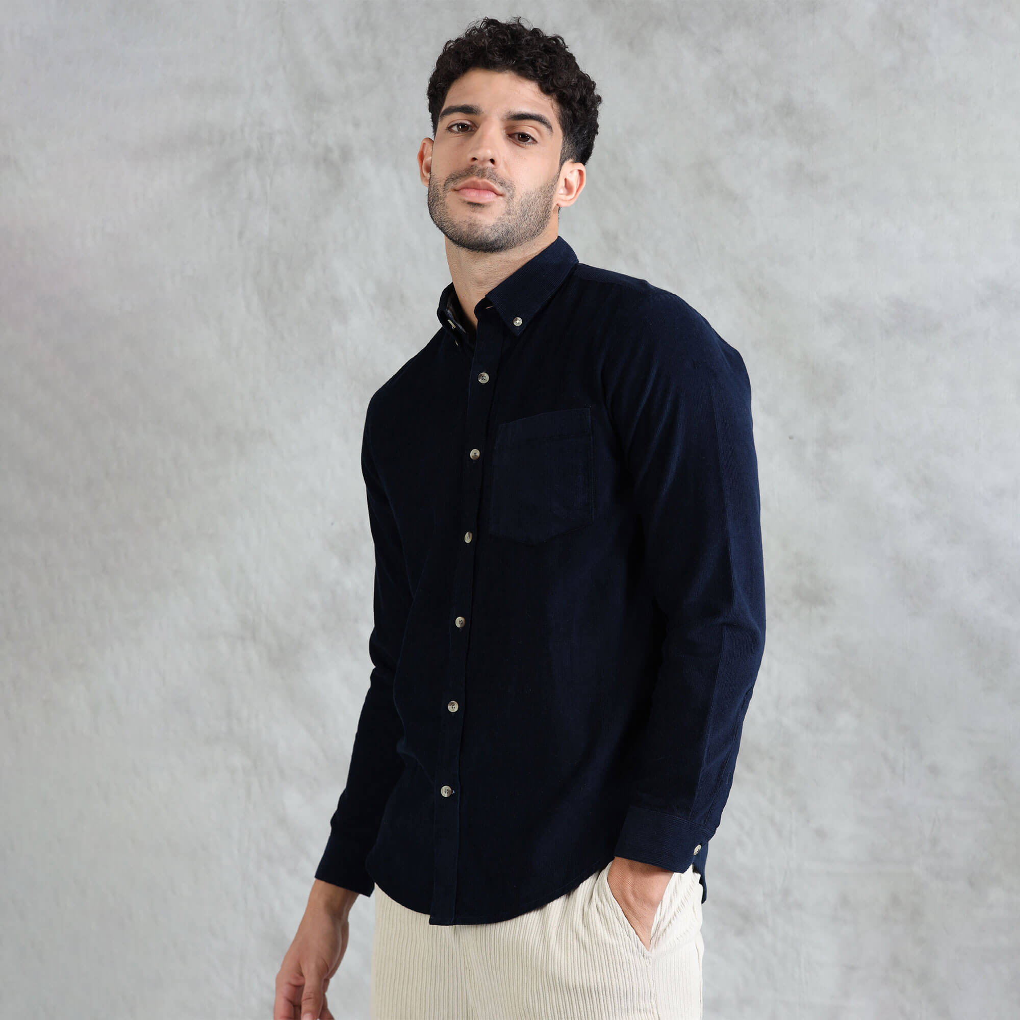 Cruise Corduroy Shirt In Navy Saphire