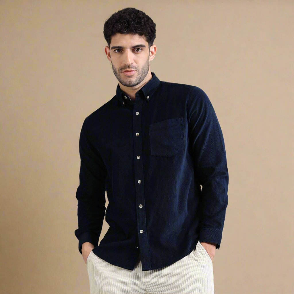 Cruise Corduroy Shirt In Navy Saphire