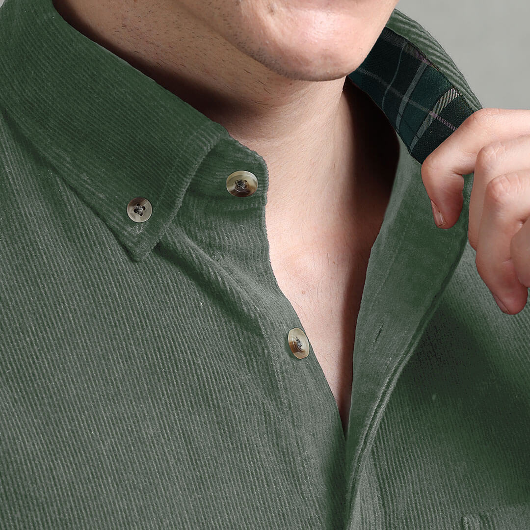 Cruise Corduroy Shirt In Leaf Green