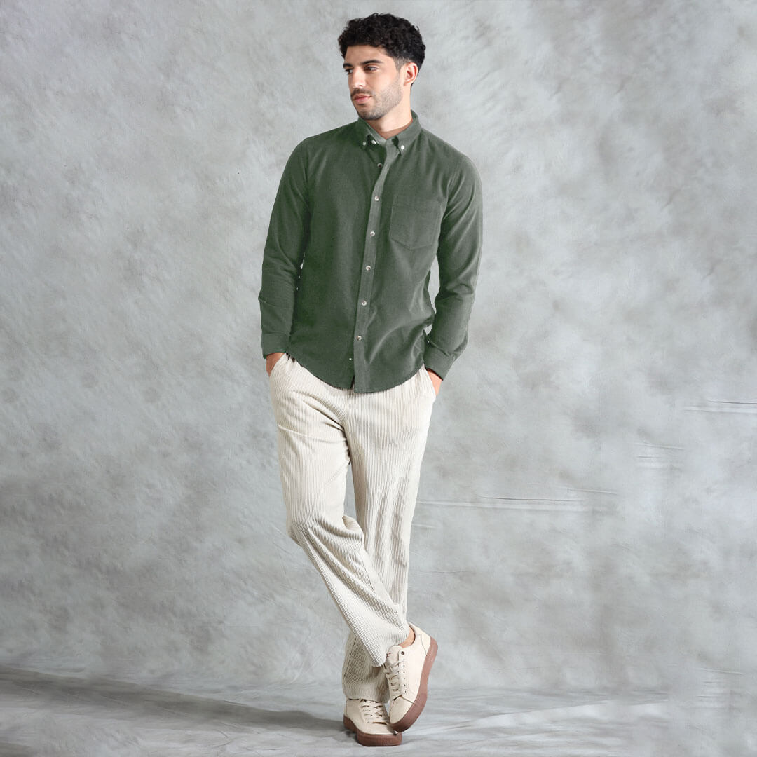 Cruise Corduroy Shirt In Leaf Green