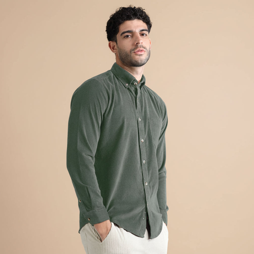 Cruise Corduroy Shirt In Leaf Green