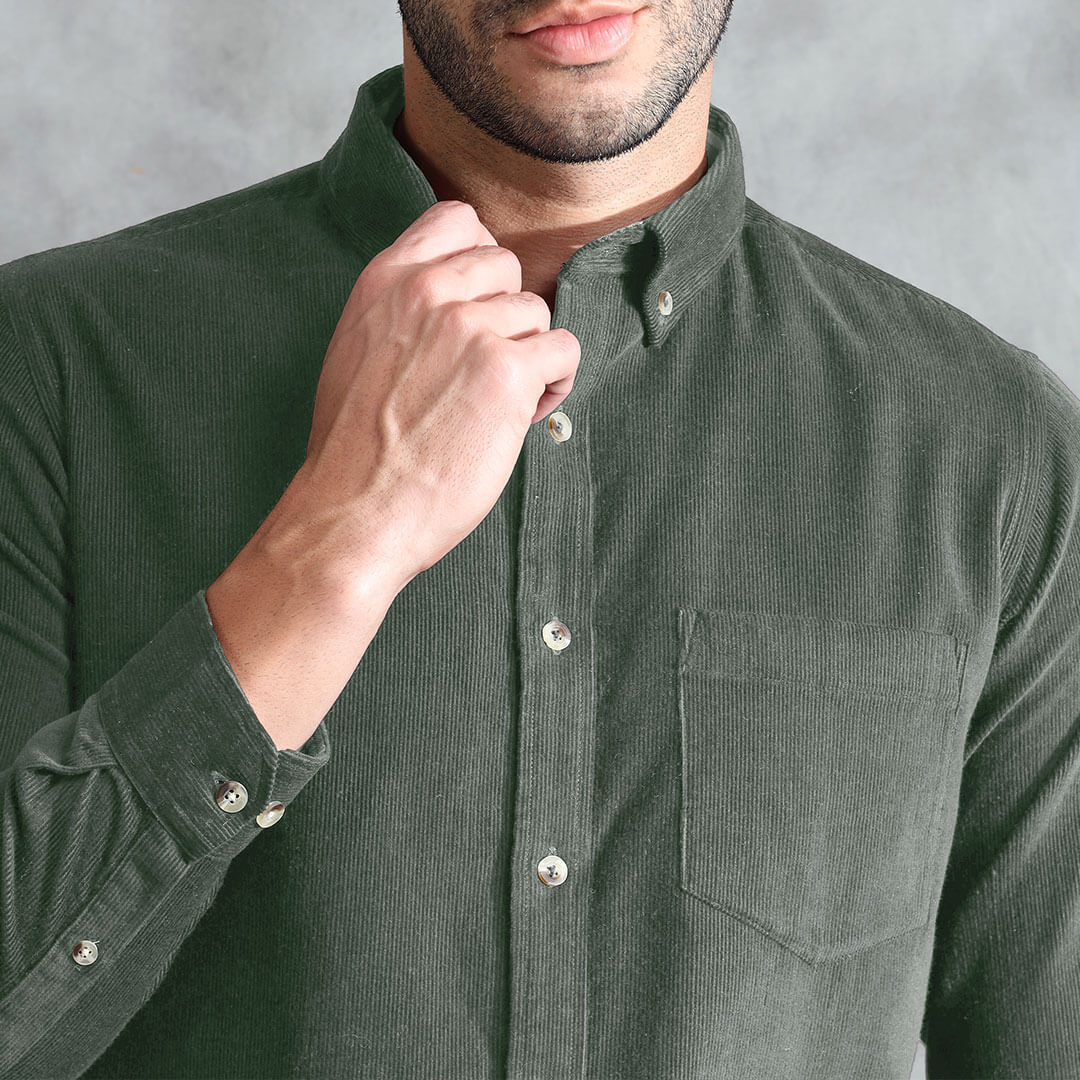 Cruise Corduroy Shirt In Leaf Green