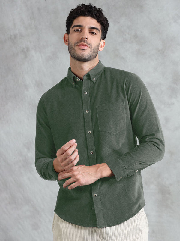 Cruise Corduroy Shirt In Leaf Green