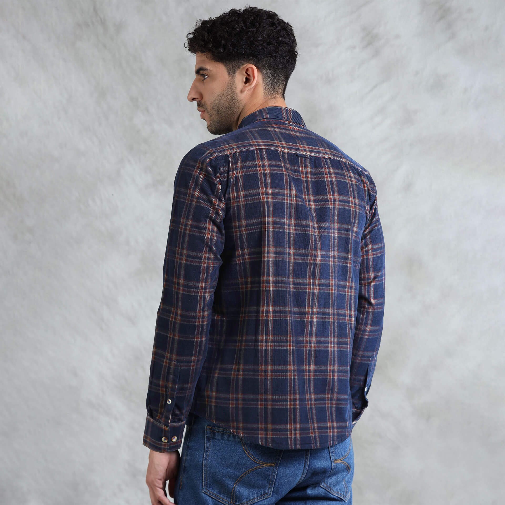 Cruise Checks Corduroy Shirt In Navy