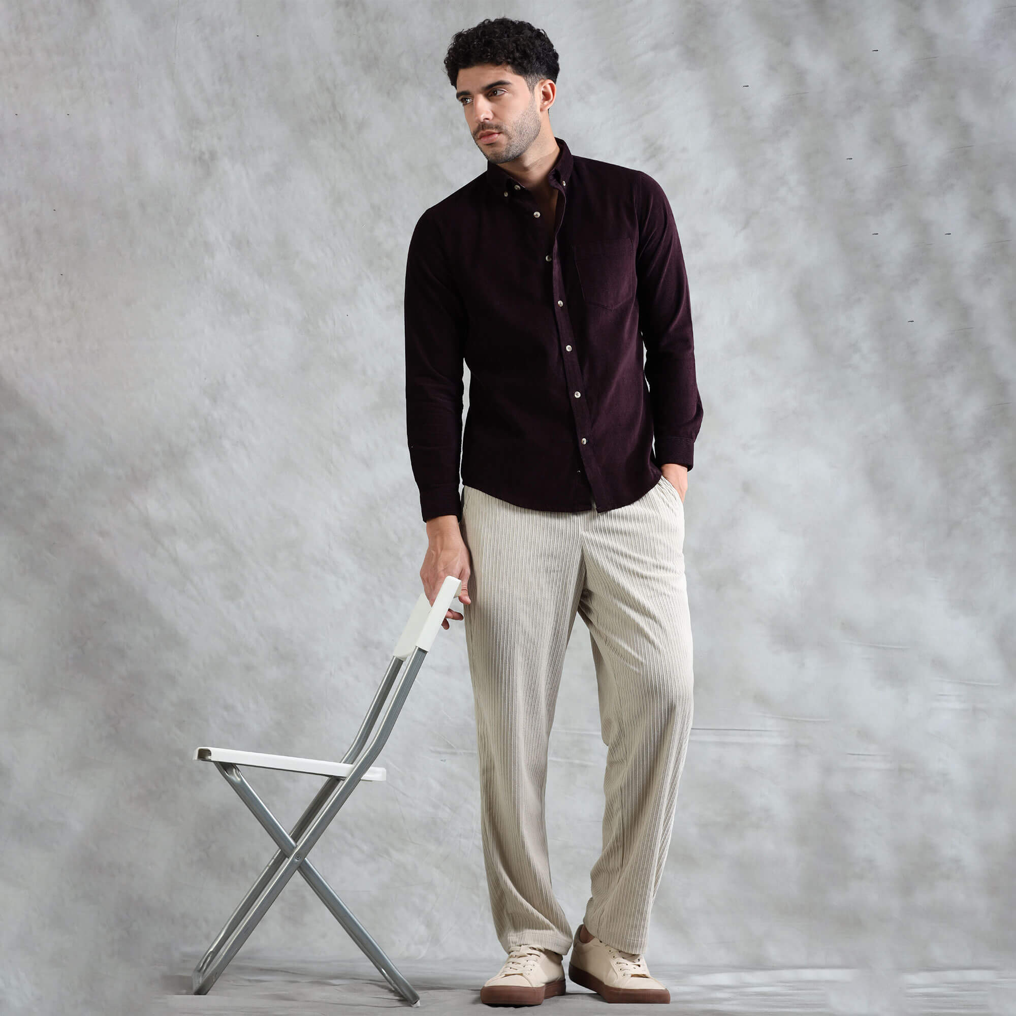 Cruise Corduroy Shirt In Wineberry