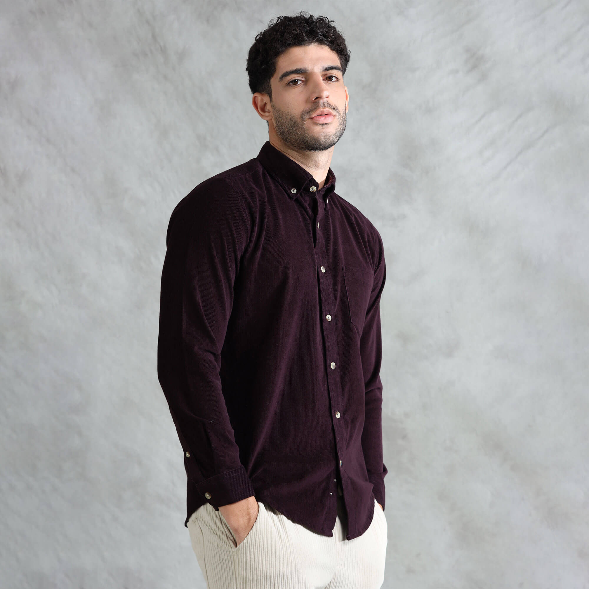 Cruise Corduroy Shirt In Wineberry