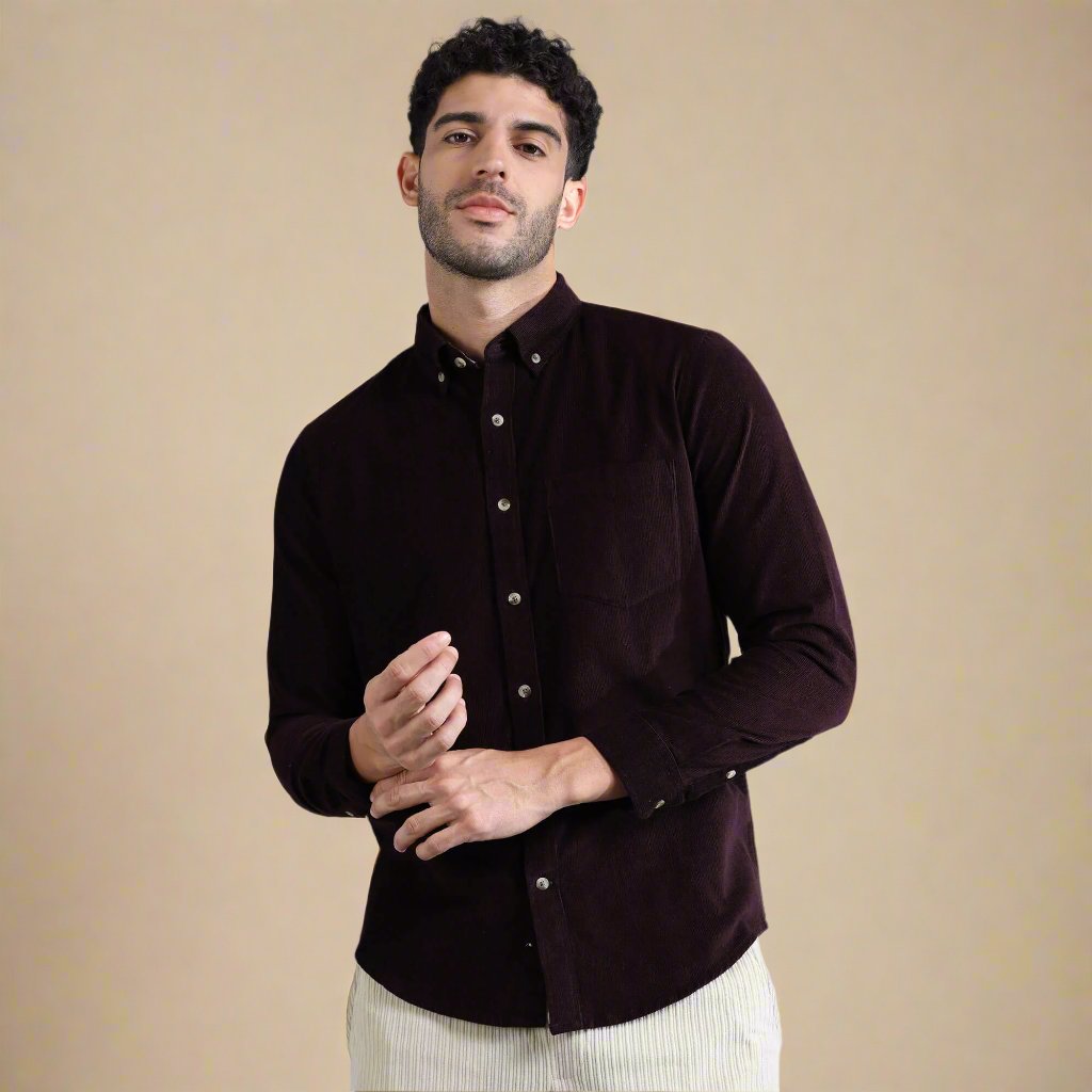 Cruise Corduroy Shirt In Wineberry