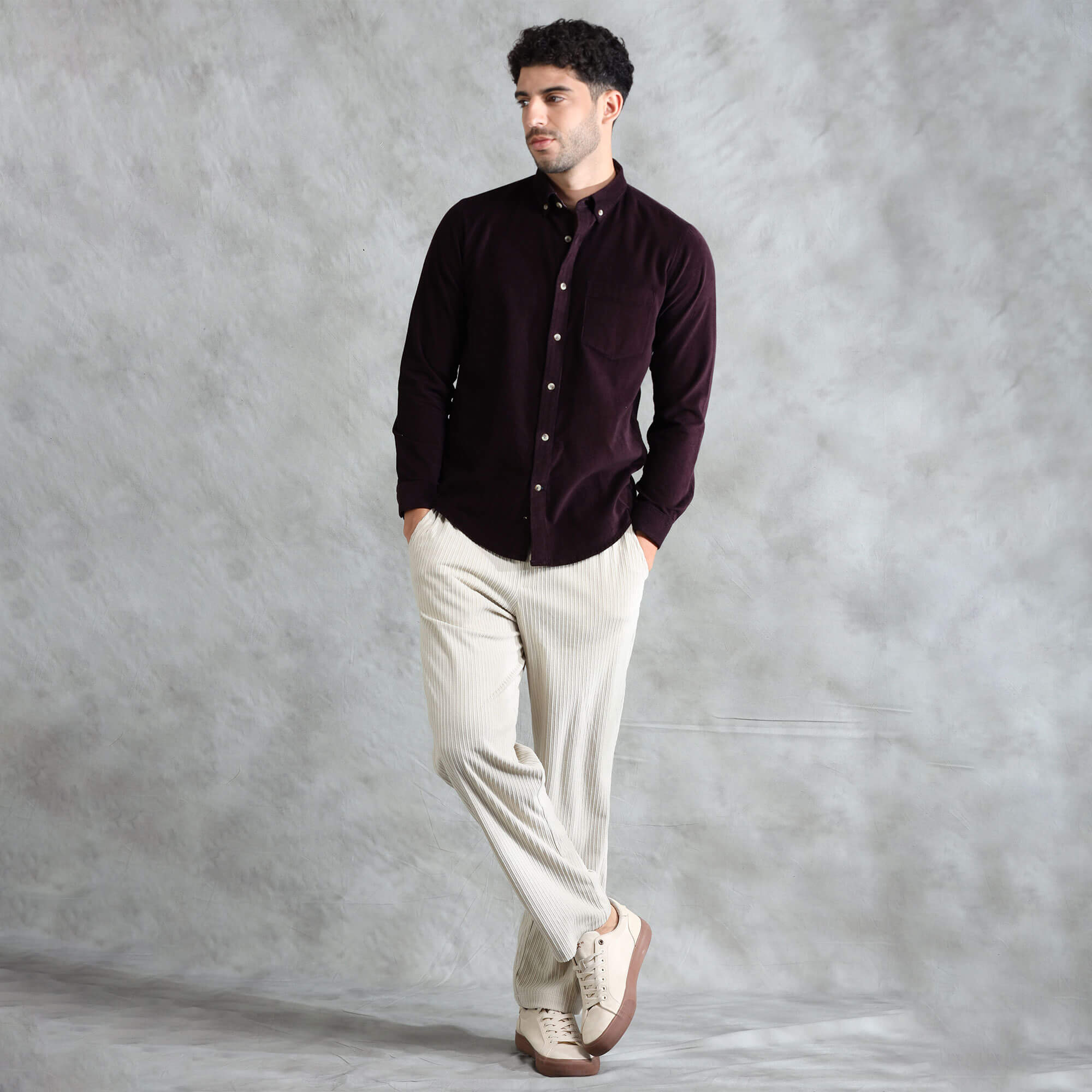 Cruise Corduroy Shirt In Wineberry