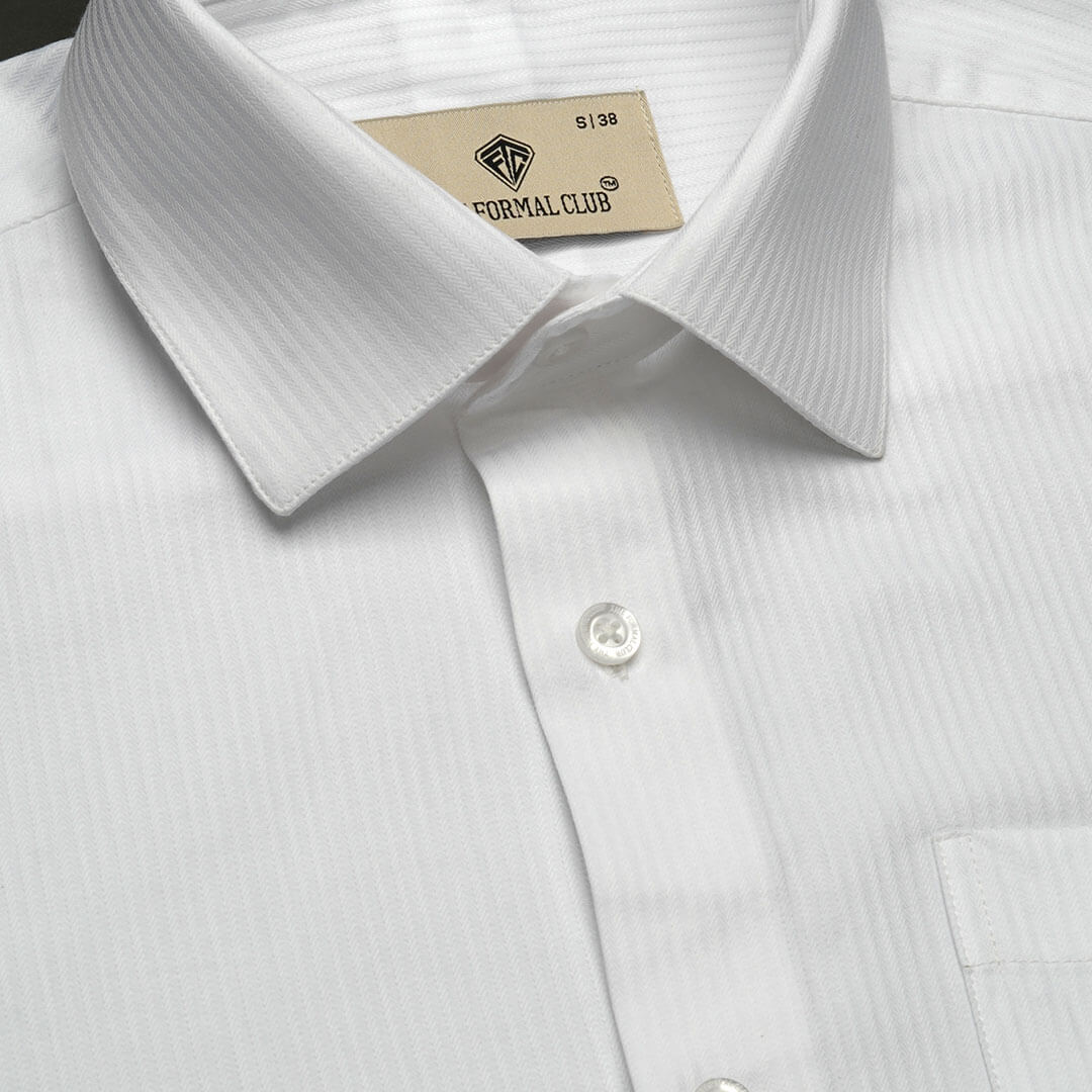 Crest Self Stripe 2 Ply Giza Shirt in Cloud White