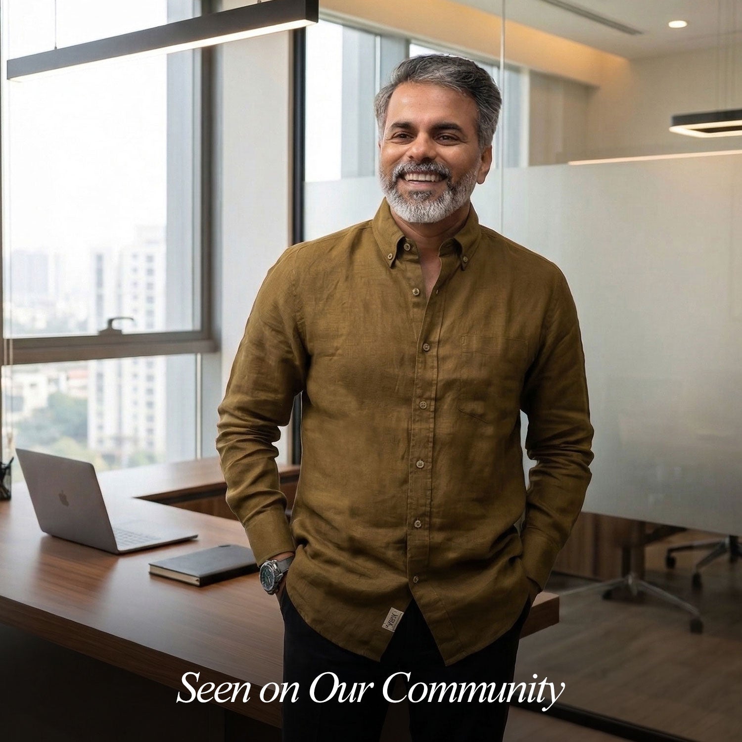 Breeze Linen Full Sleeves Shirt In Mocha