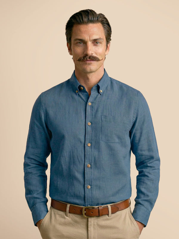 Breeze Linen Full Sleeves Shirt In Denim