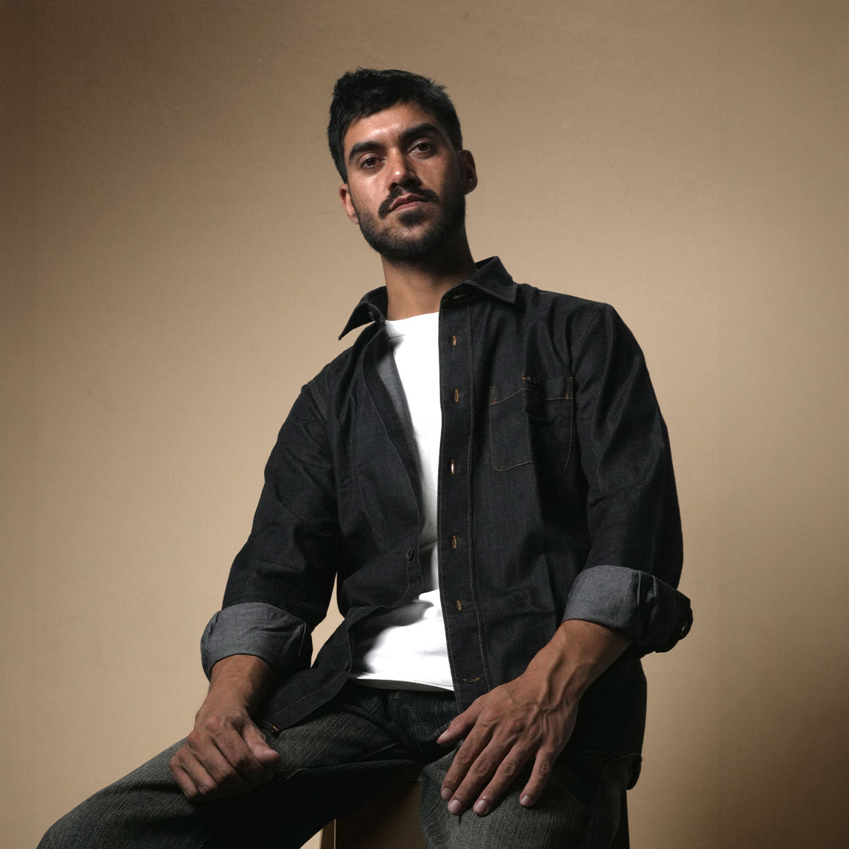The Legend Denim Mens Shirt In Charcoal