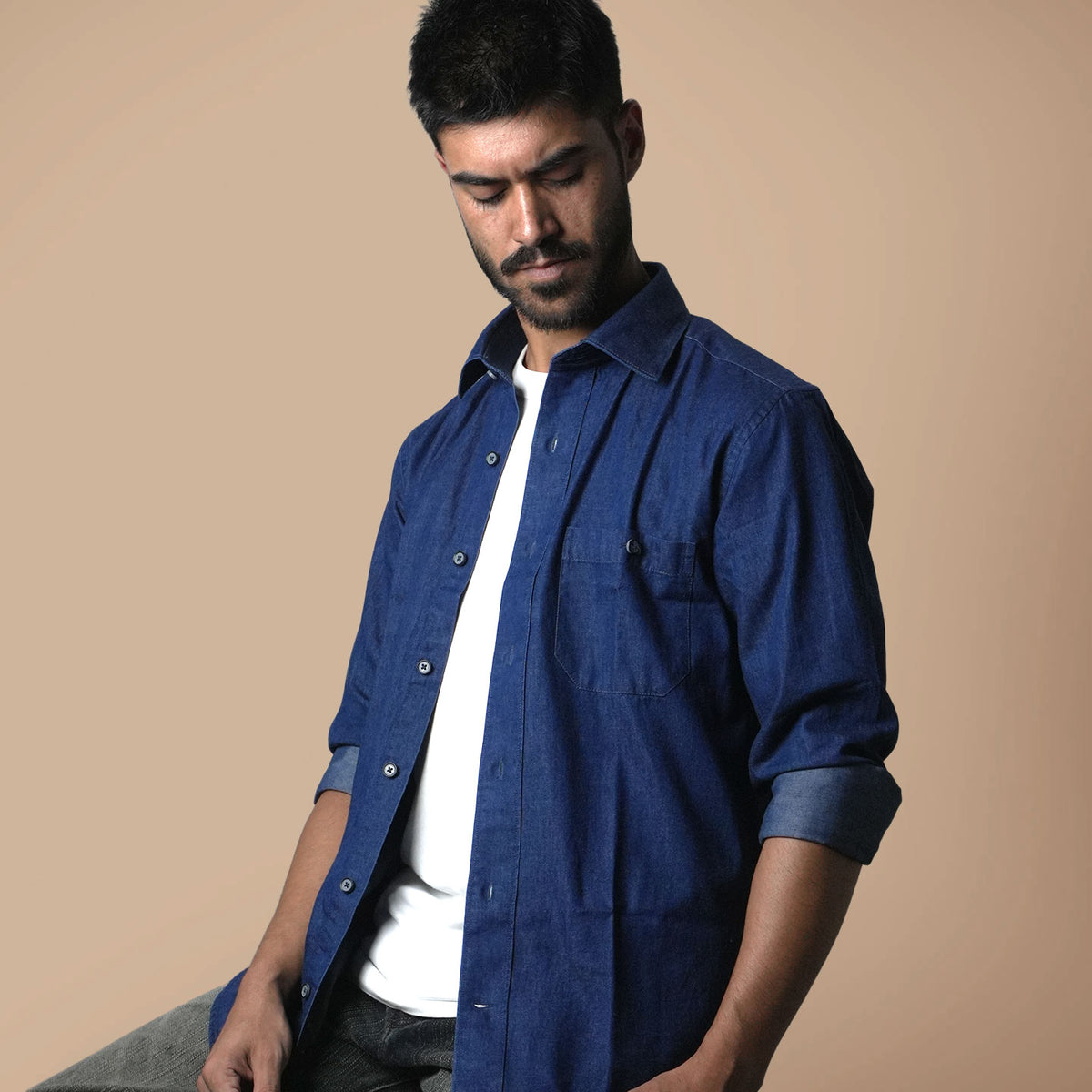 The Legend Denim Mens Shirt In Indigo