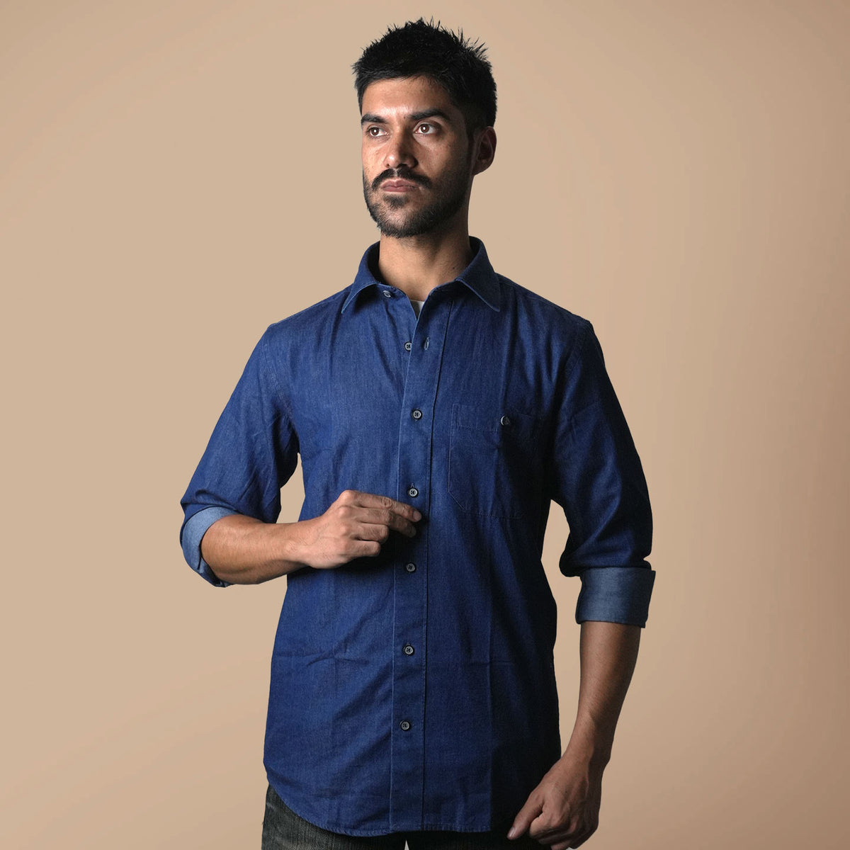 The Legend Denim Mens Shirt In Indigo