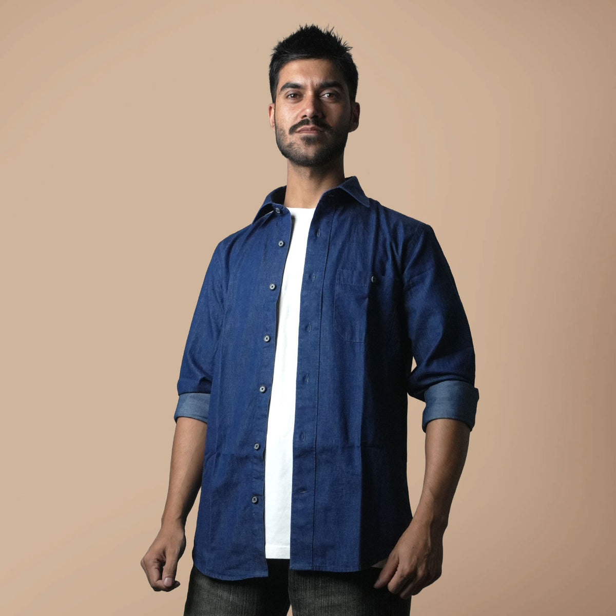 The Legend Denim Mens Shirt In Indigo