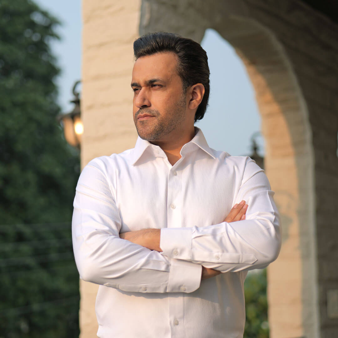 Diamond Dobby 2 Ply Cotton Shirt in Cloud White