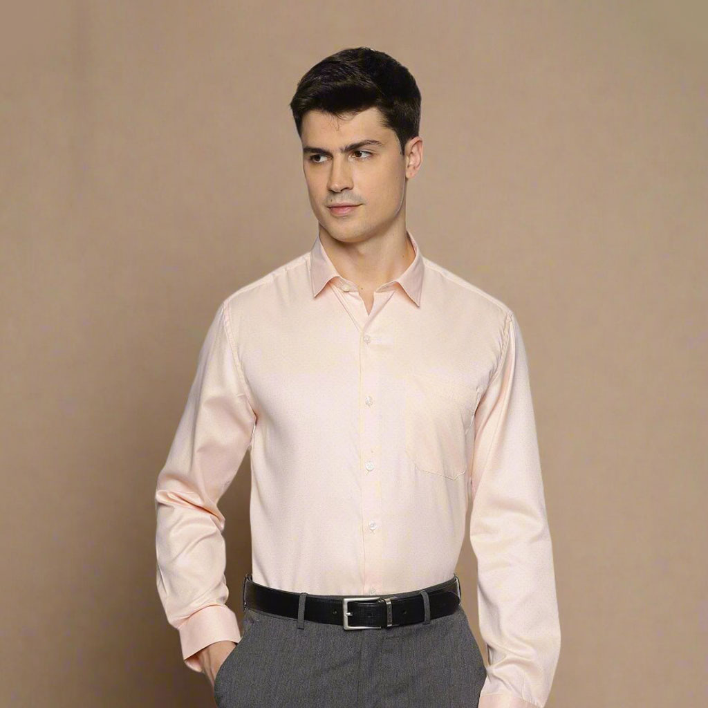 Donald Dobby Textured Shirt in Peach