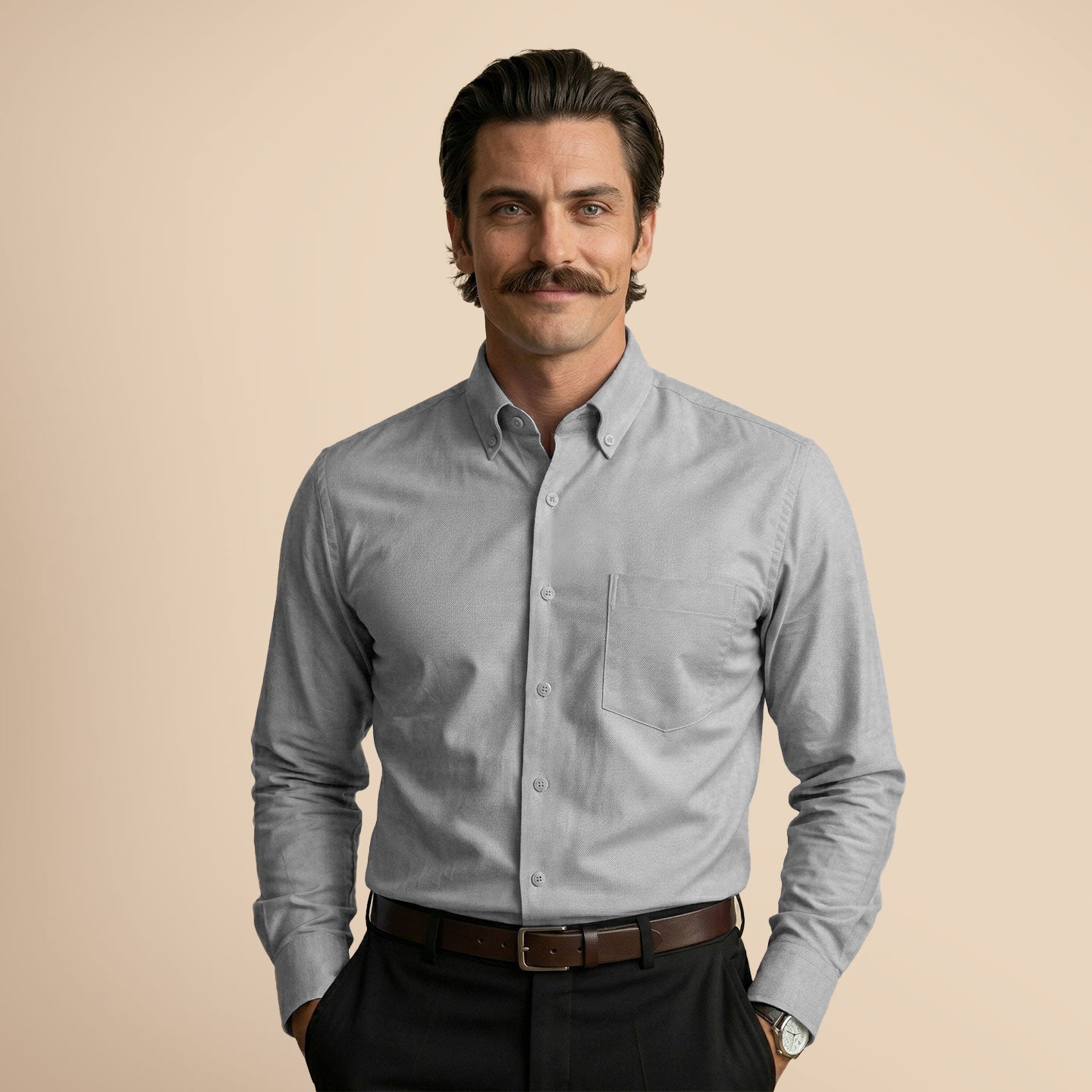 Royal Oxford Dobby Shirt in Dove Grey