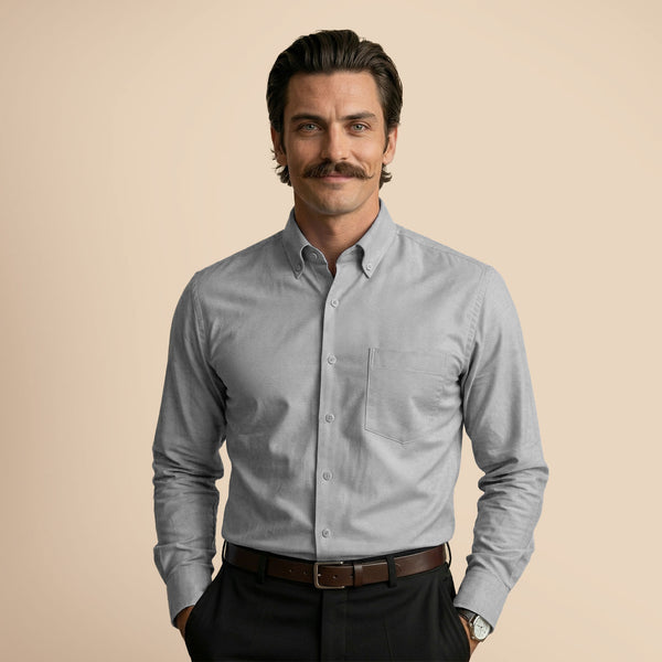 Royal Oxford Dobby Shirt in Dove Grey
