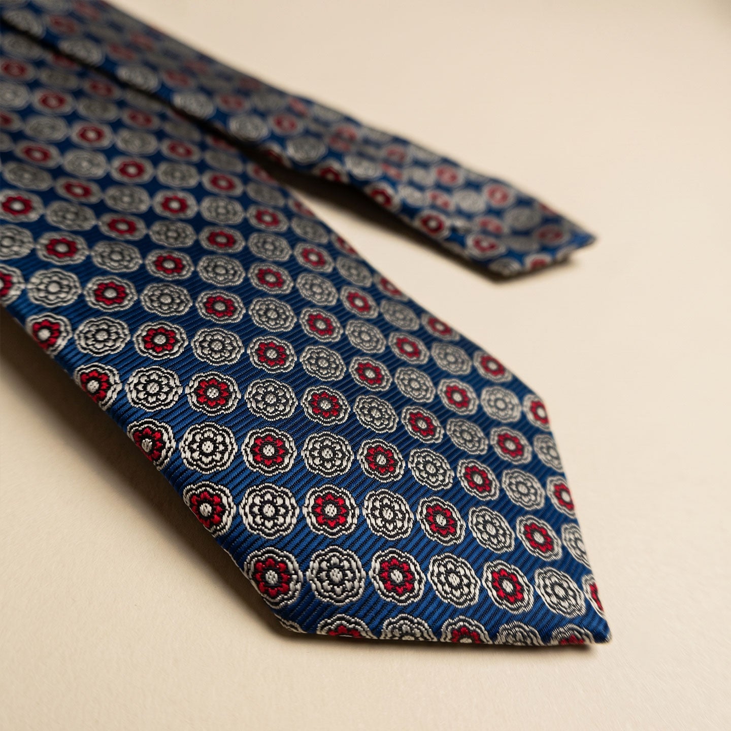 Duke Coins Handmade Tie & Pocket Square in Cobalt/Wine