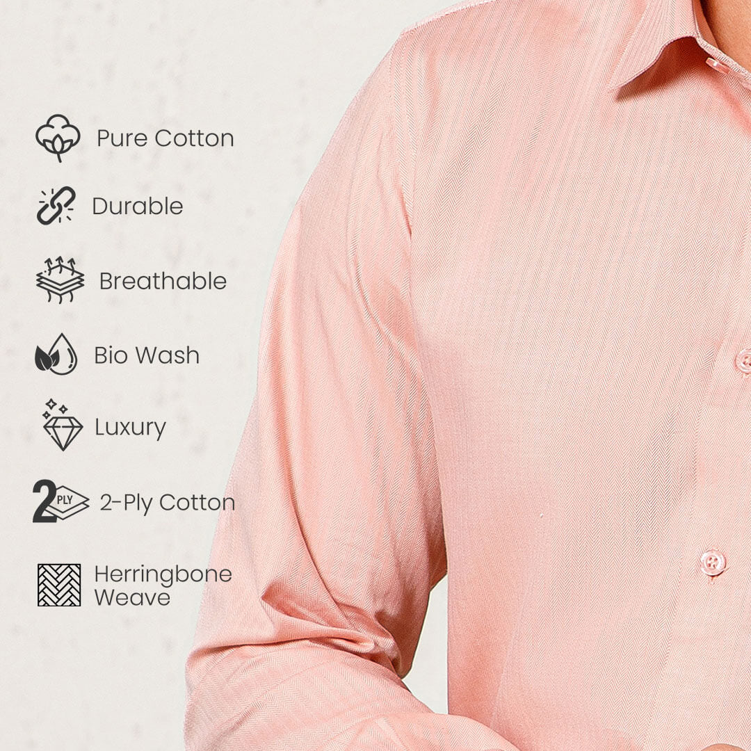 Imperial Herringbone 2 Ply Giza Shirt In Flamingo