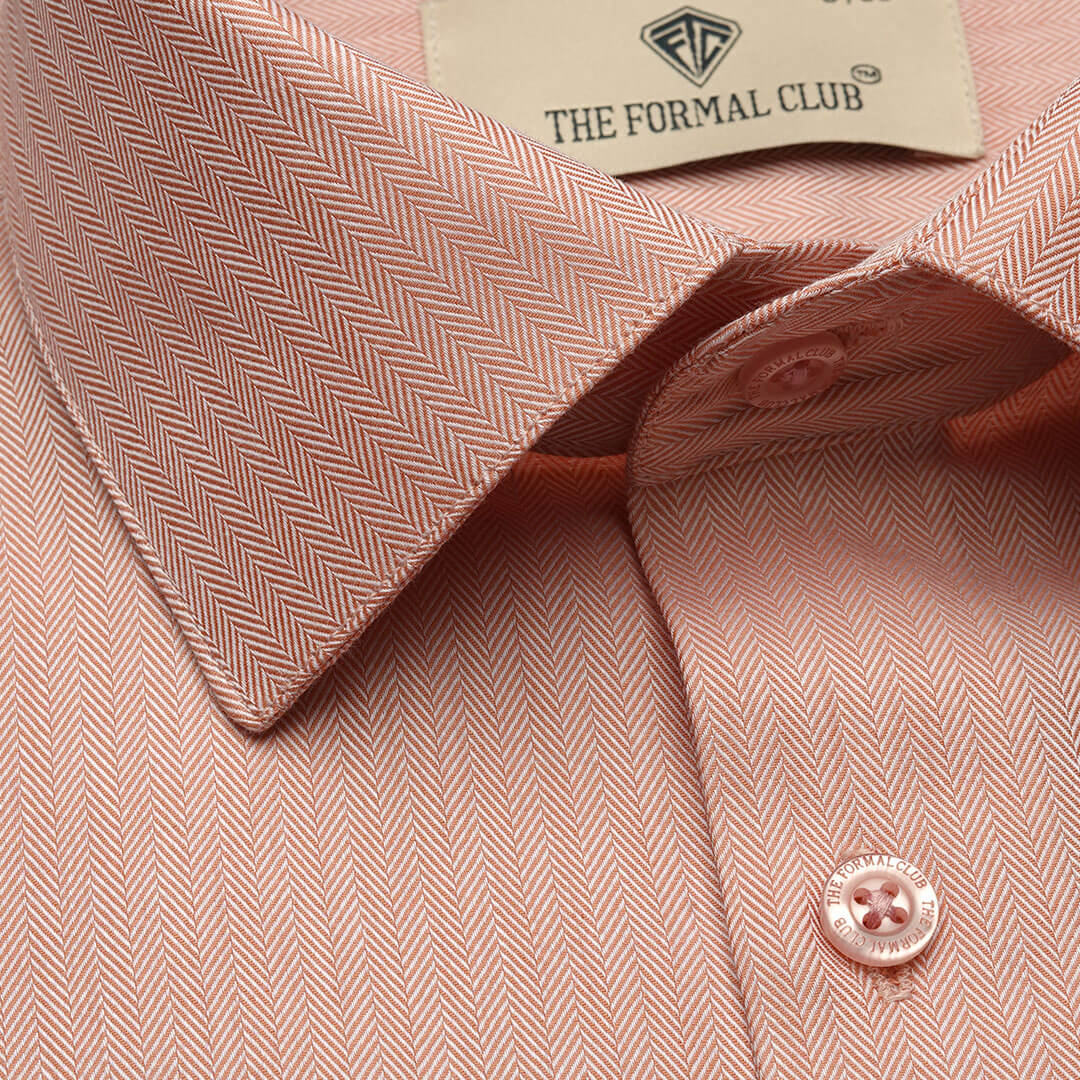 Imperial Herringbone 2 Ply Giza Shirt In Flamingo