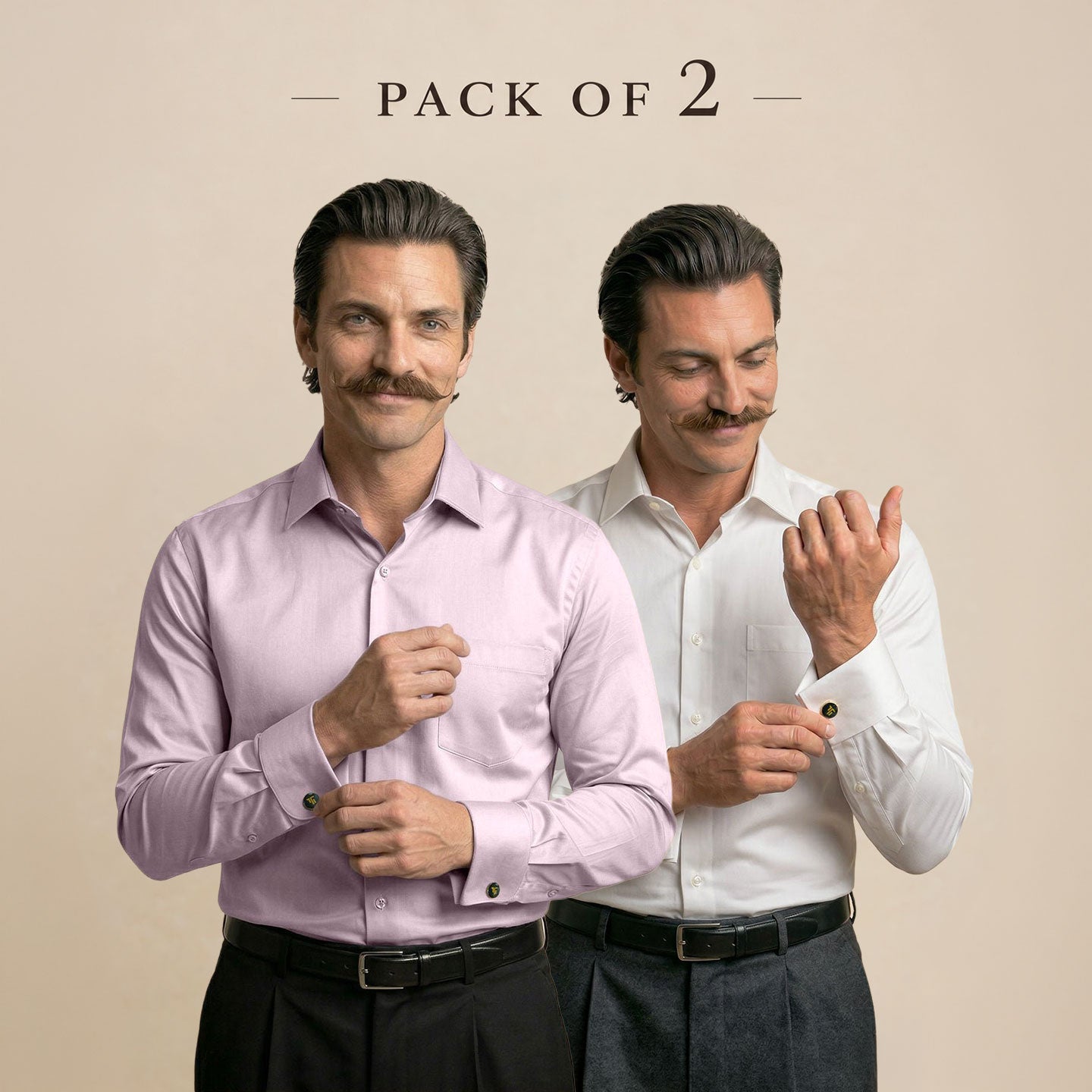The Best-Sellers of French Cuff- 2 Shirt Pack - Dusty Rose & Snow