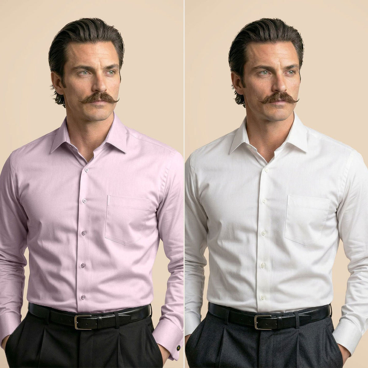 The Best-Sellers of French Cuff- 2 Shirt Pack - Dusty Rose & Snow