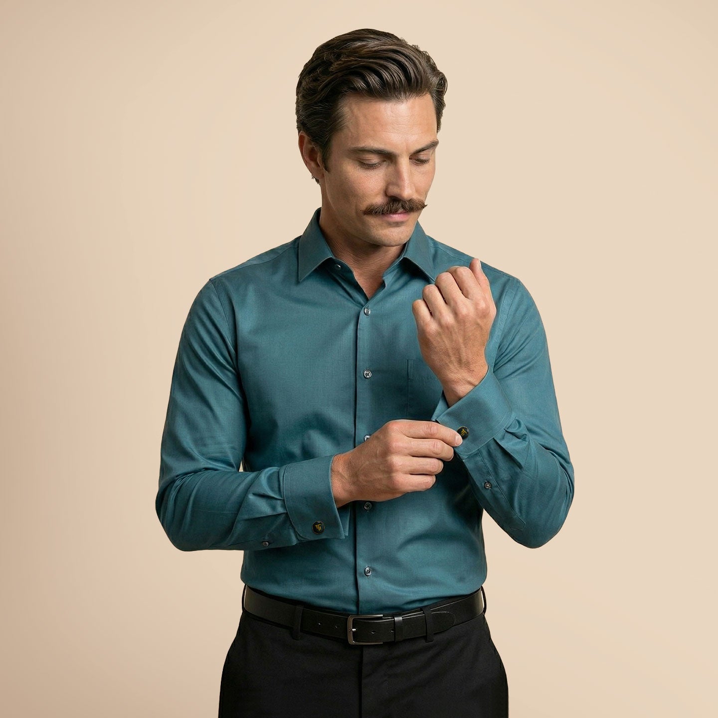 French Cuff Giza Cotton Shirt In Teal