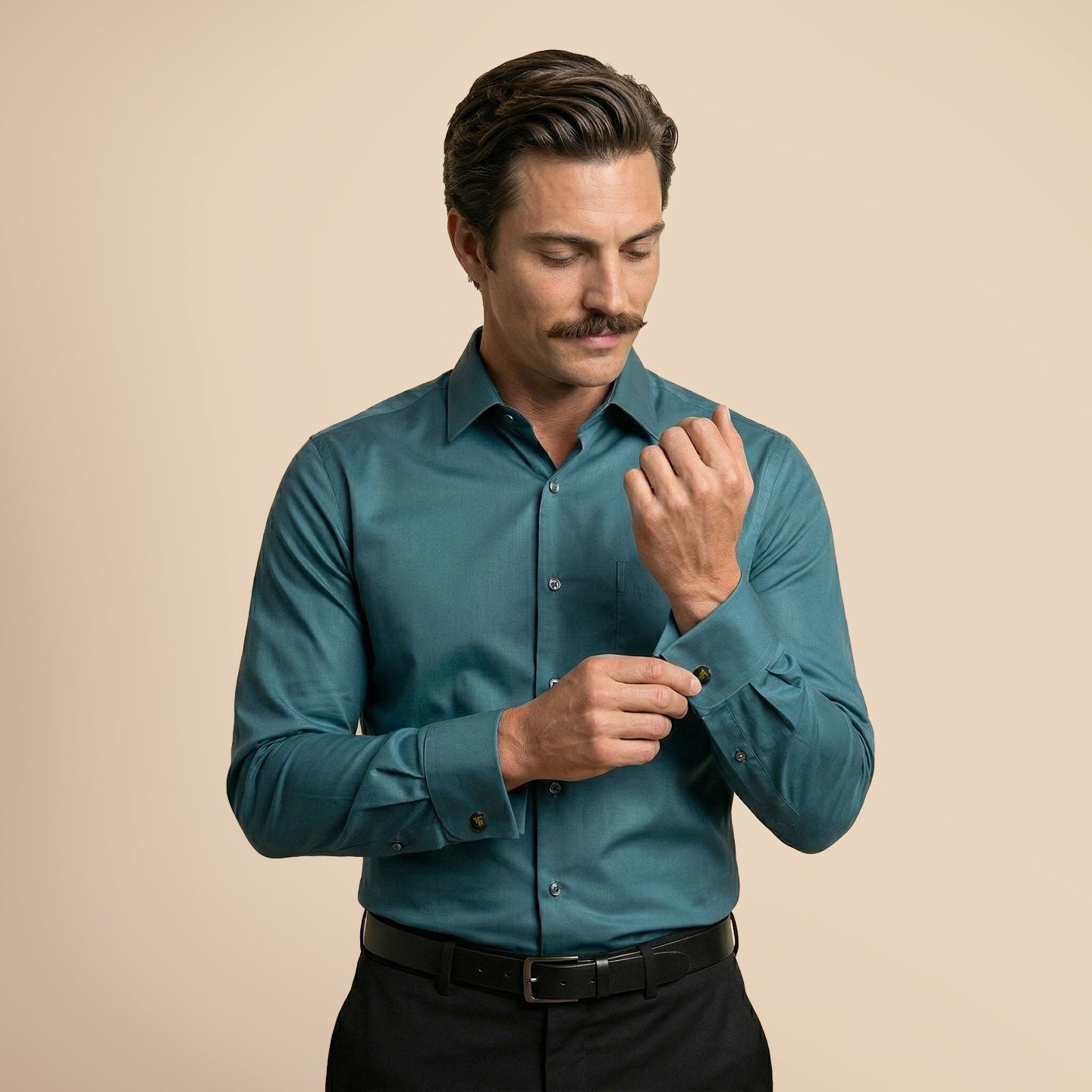 French Cuff Giza Cotton Shirt In Teal