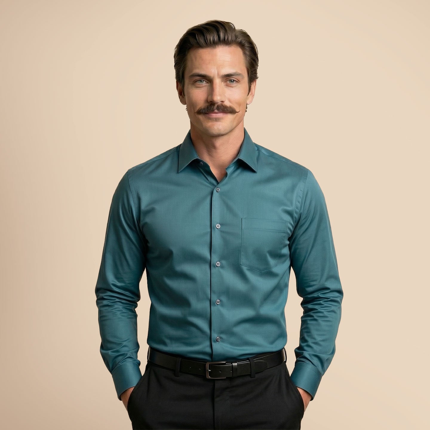 French Cuff Giza Cotton Shirt In Teal