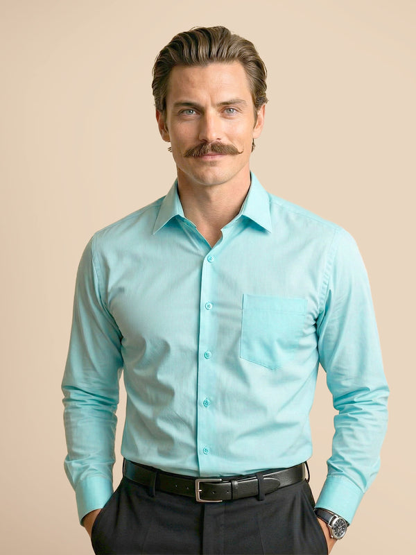 Cambridge Giza Cotton Shirt In Fresh Aqua